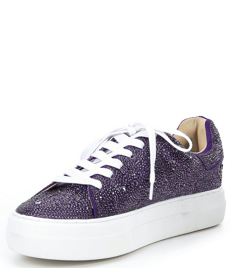 Blue by Betsey Johnson Sidny Rhinestone Embellished Platform Lace-Up Sneakers