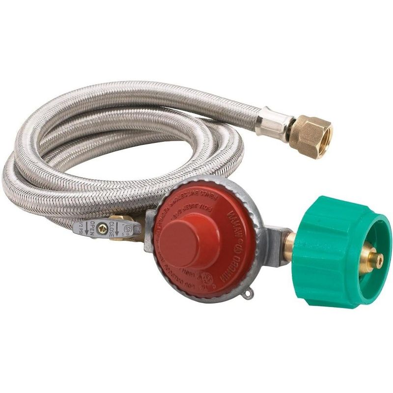 Bayou Classic  48 Inch High Pressure Stainless Braided Propane Hose And 10 PSI Preset Regulator M5HPR-1