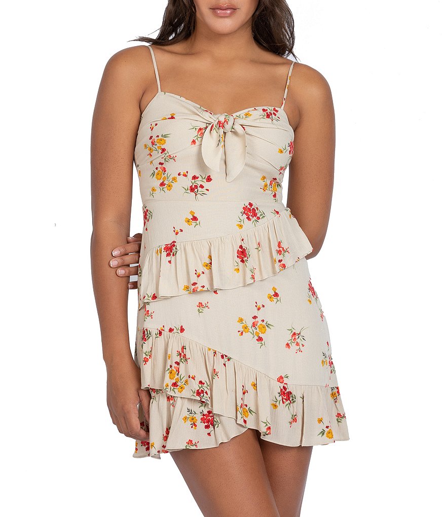 B. Darlin Spaghetti-Strap Tie-Front Floral Dress
