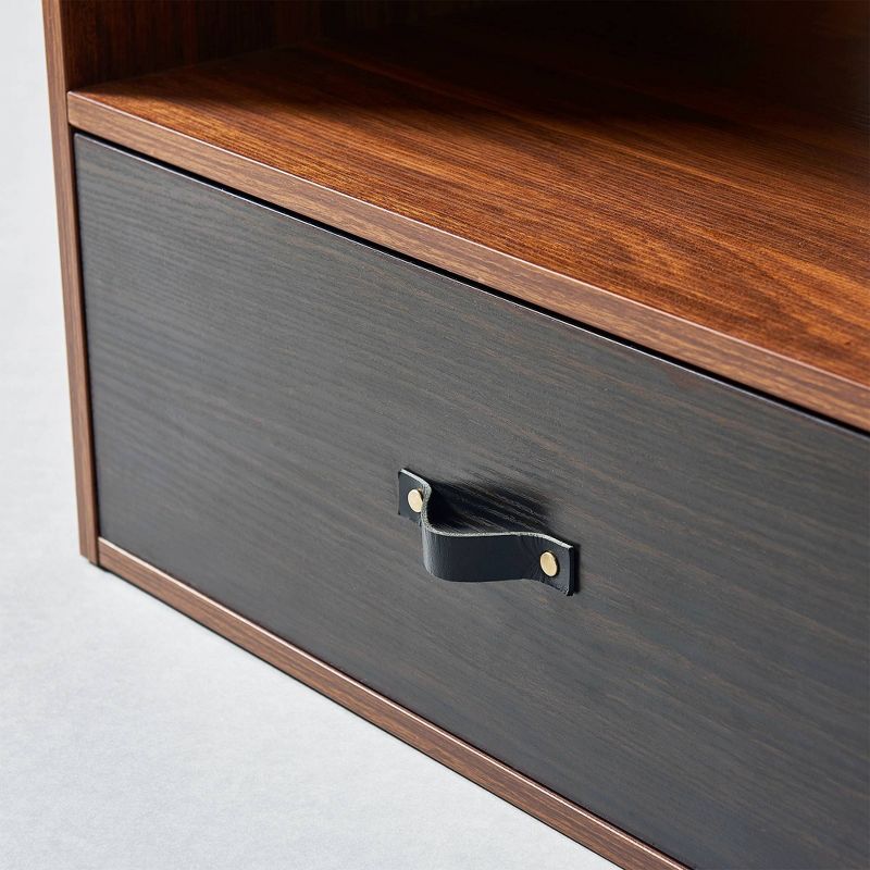 Henry Coffee Table with Faux Leather Handle Walnut/Black - Versanora