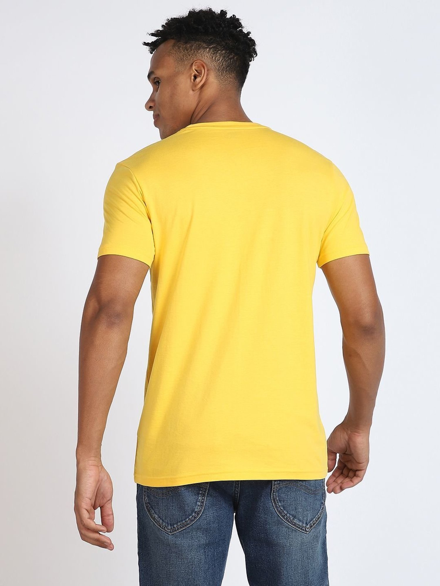 Lee Yellow Cotton Slim Fit Printed T-Shirt