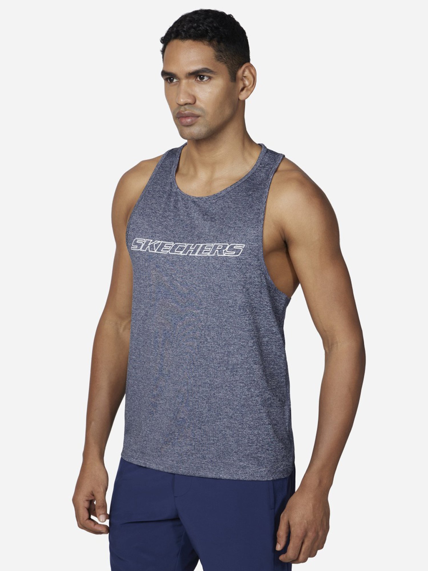 Skechers Blue Regular Fit Printed Tank Tee