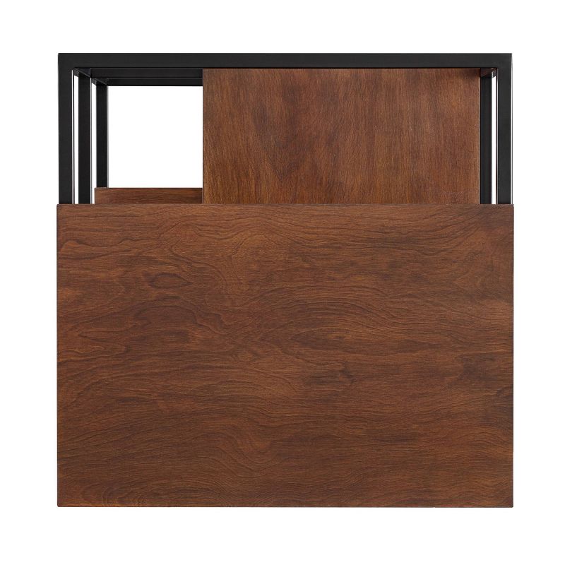 Decklan Sliding Shelf End Table Dark Tobacco/Black - Holly & Martin
