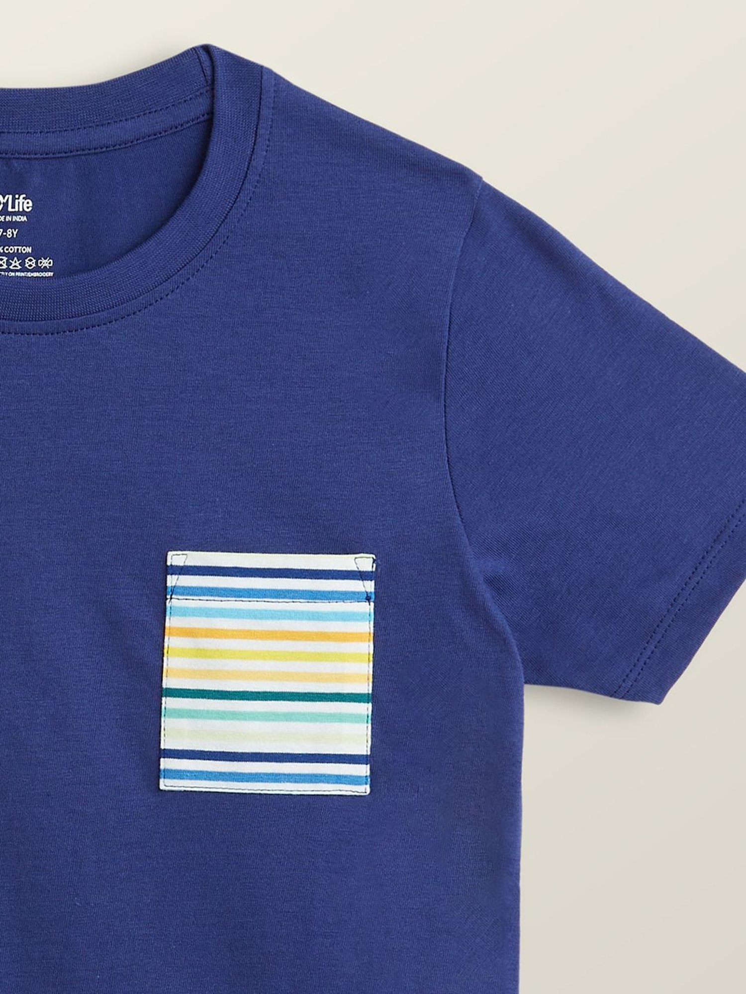 XY Life Kids Blue & Black Cotton Relaxed Fit T-Shirts (Pack of 2)