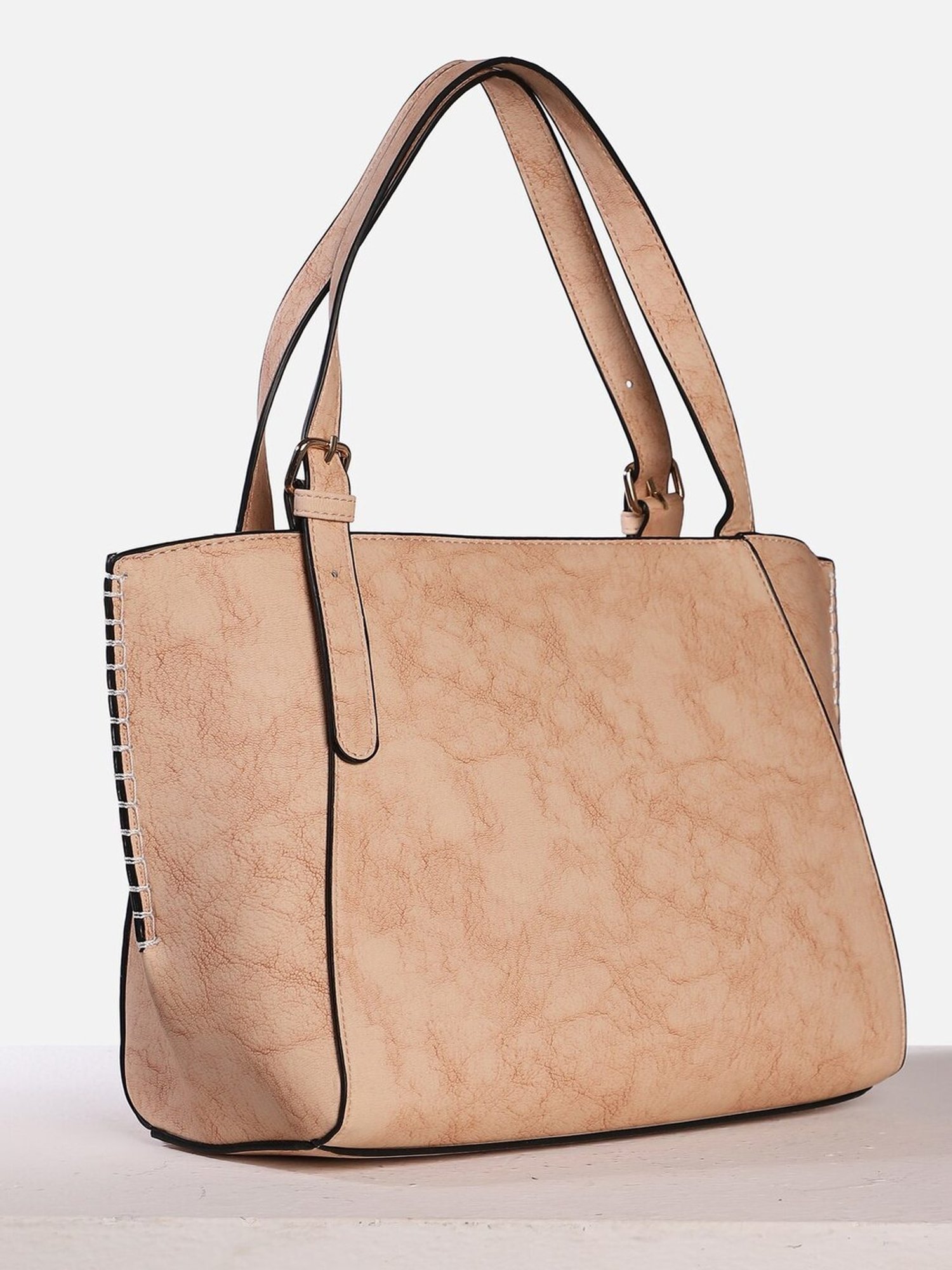 Allen Solly Peach Textured Medium Handbag