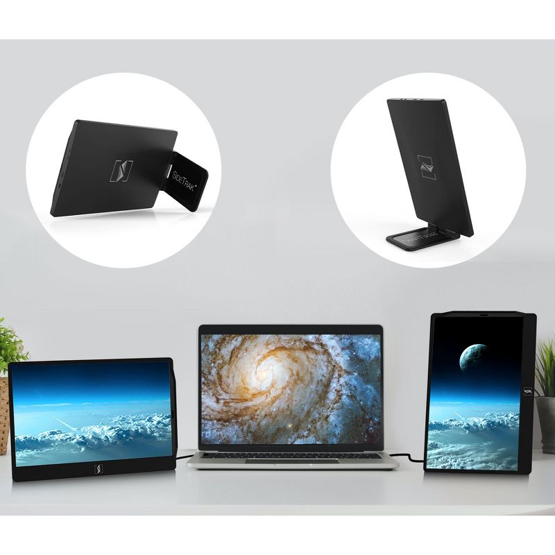 SideTrak Swivel 12.5" Attachable Triple Portable Monitor for Laptop - IPS Full HD 1920x1080 USB Displays - Black