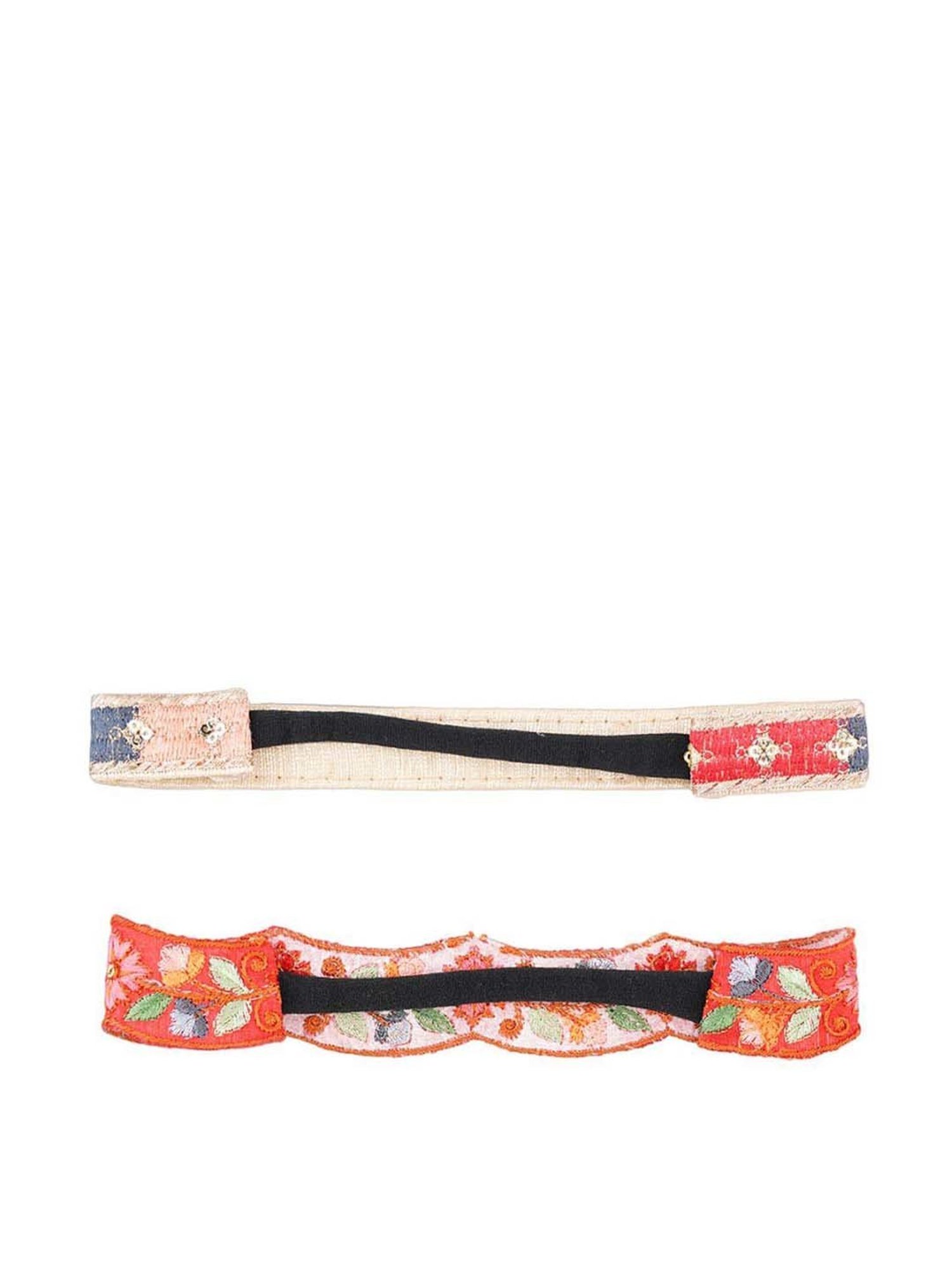 Aditi Wasan Off White Printed Head Bands Pack of 2