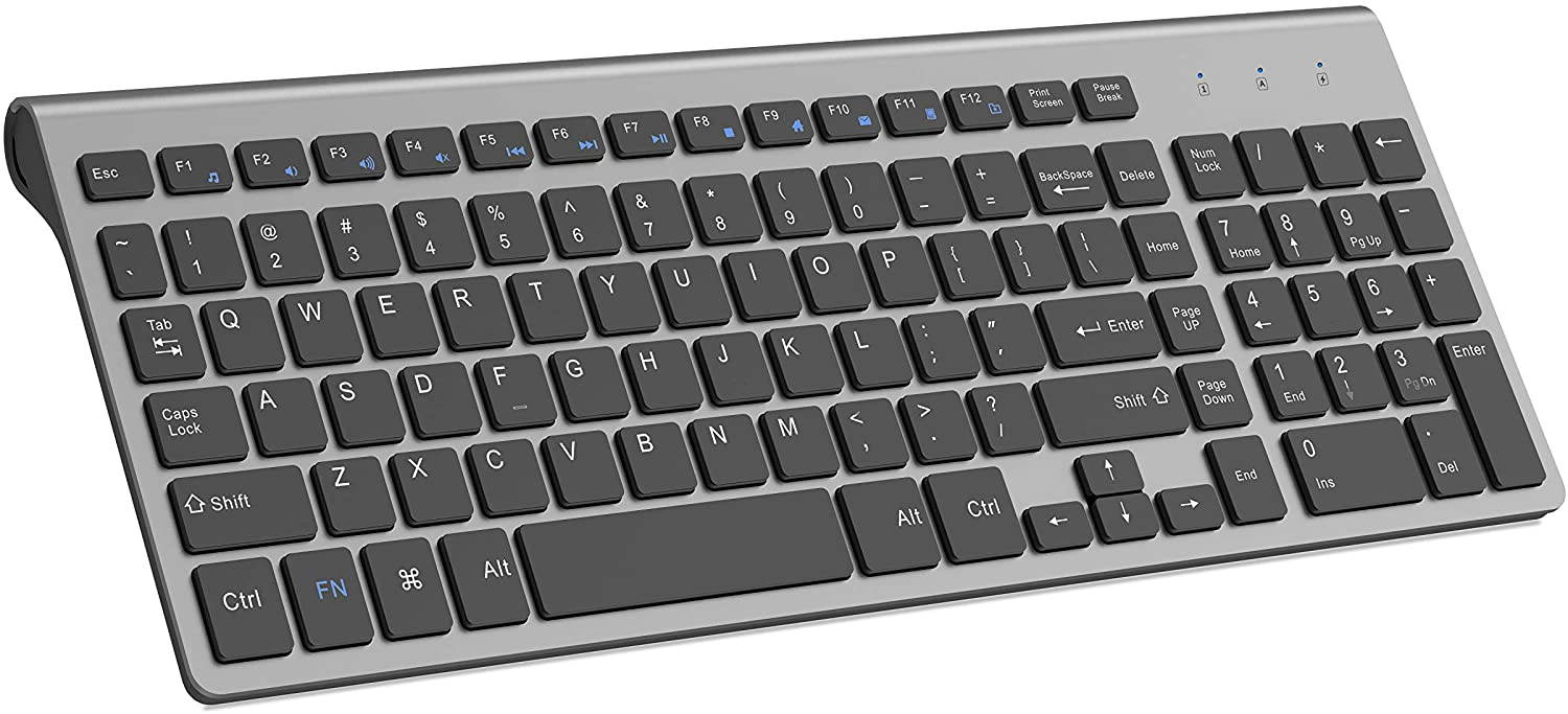 Wireless Keyboard, 2.4G Slim and Compact Wireless Keyboard-White+Silver