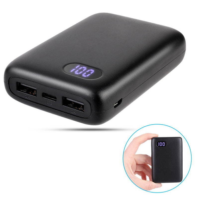 Greatlizard Portable Charger - Compact 10000mAh 2-Port Ultra Portable Phone Charger Power Bank  for iPhone, iPad, Samsung Galaxy (Black)