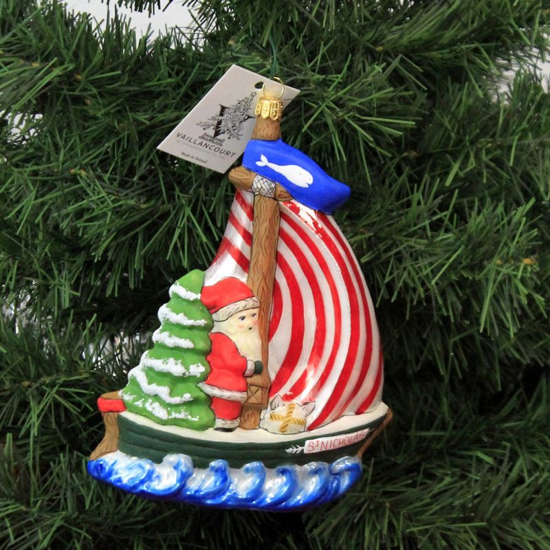 Vaillancourt 6.25" St Nicholas Sailboat Christmas Ornament Ocean  -  Tree Ornaments