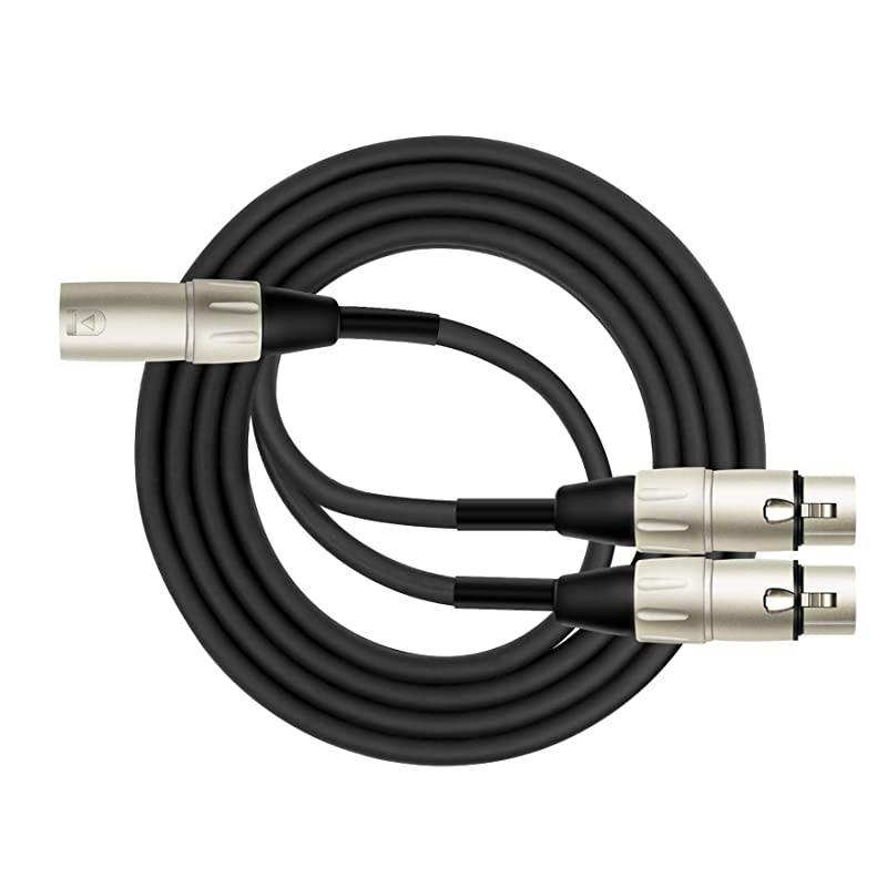 Cable Y-301-01 - 1 Foot - XLR Male to Dual XLR Female Y-Cable