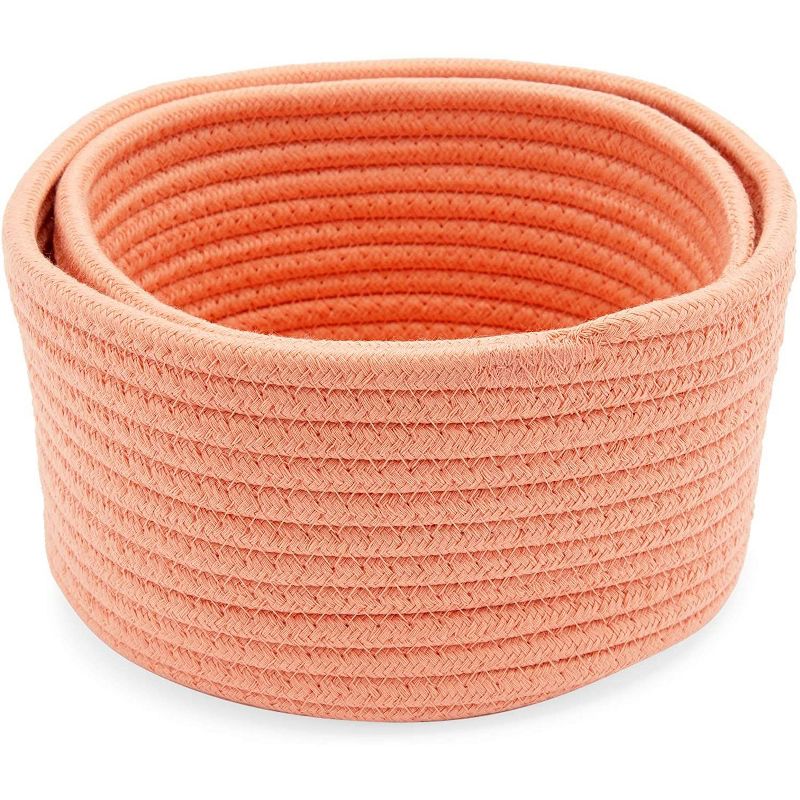 Farmlyn Creek 2-Pack Round Cotton Woven Baskets for Storage, Peach Home Organizers (2 Sizes)