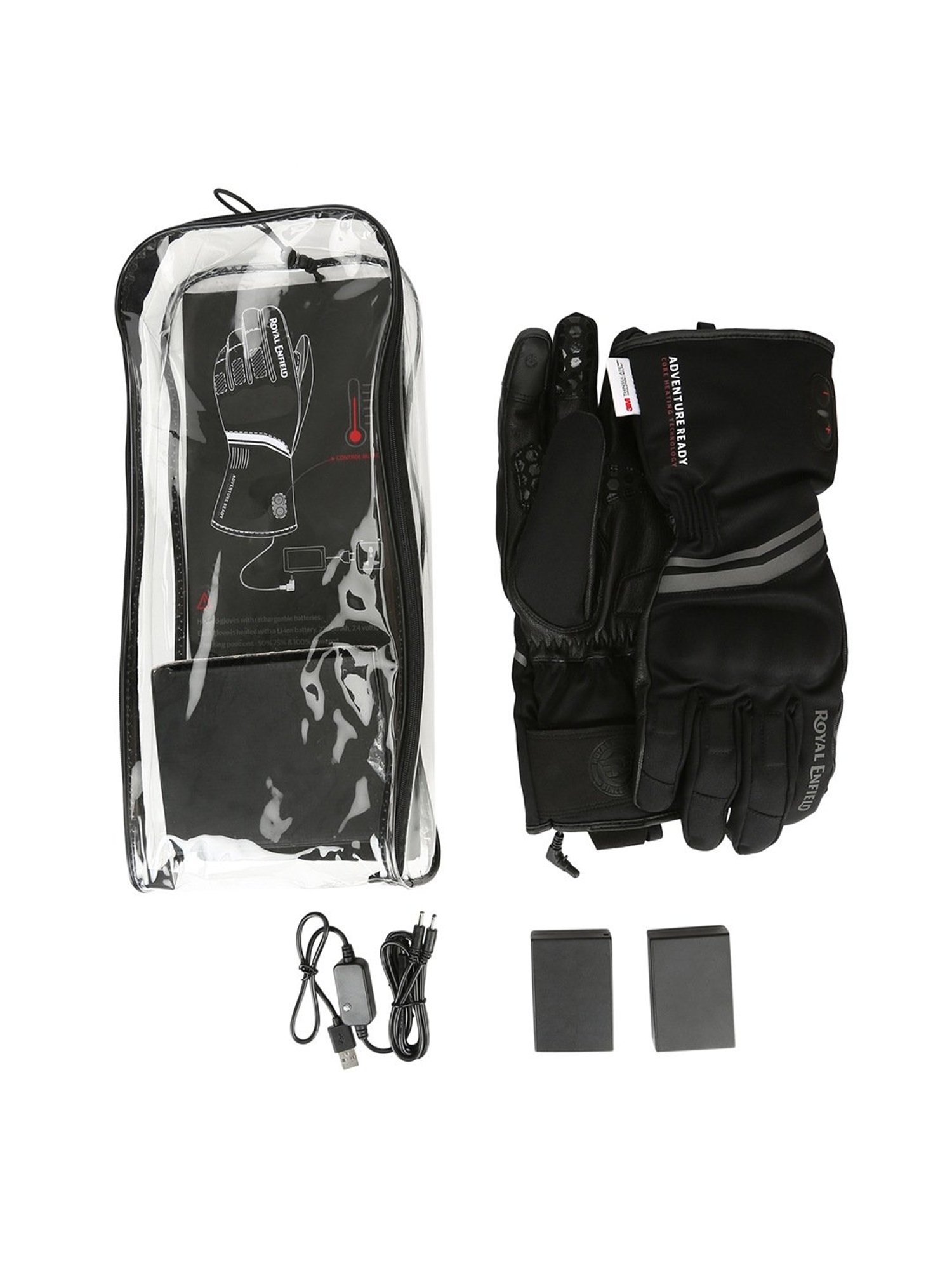 Royal Enfield Black Leather Solid Gloves