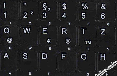 German Non Transparent Keyboard Stickers Black Background