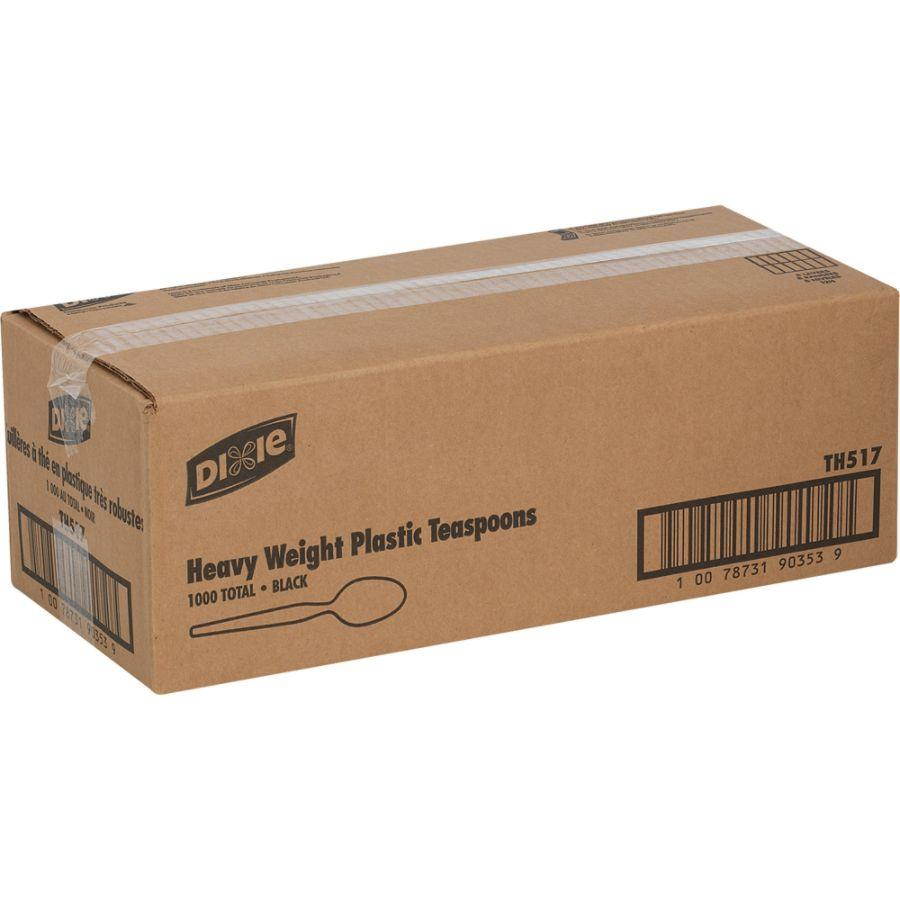 Dixie Foods DXETH517 Plastic Teaspoon- Heavyweight- 1000-CT- Black