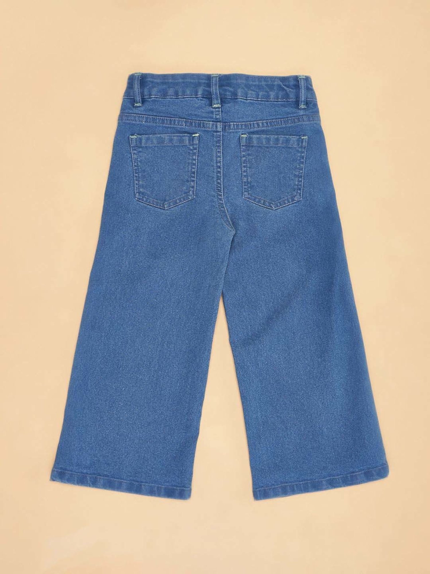 Pantaloons Junior Kids Medium Blue Cotton Solid Jeans