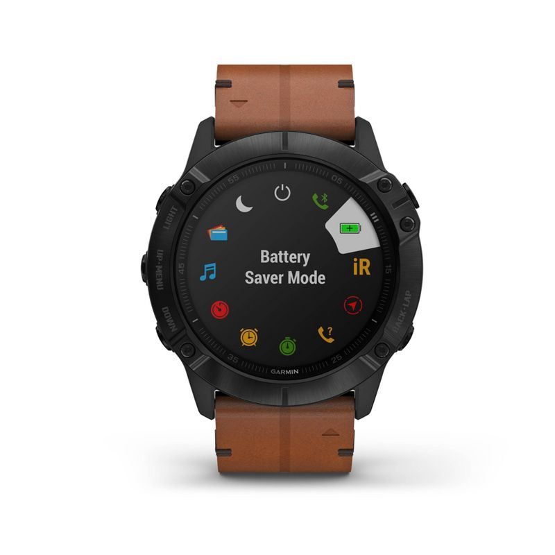 Garmin fenix 6X Sapphire Black - Brown Leather Band