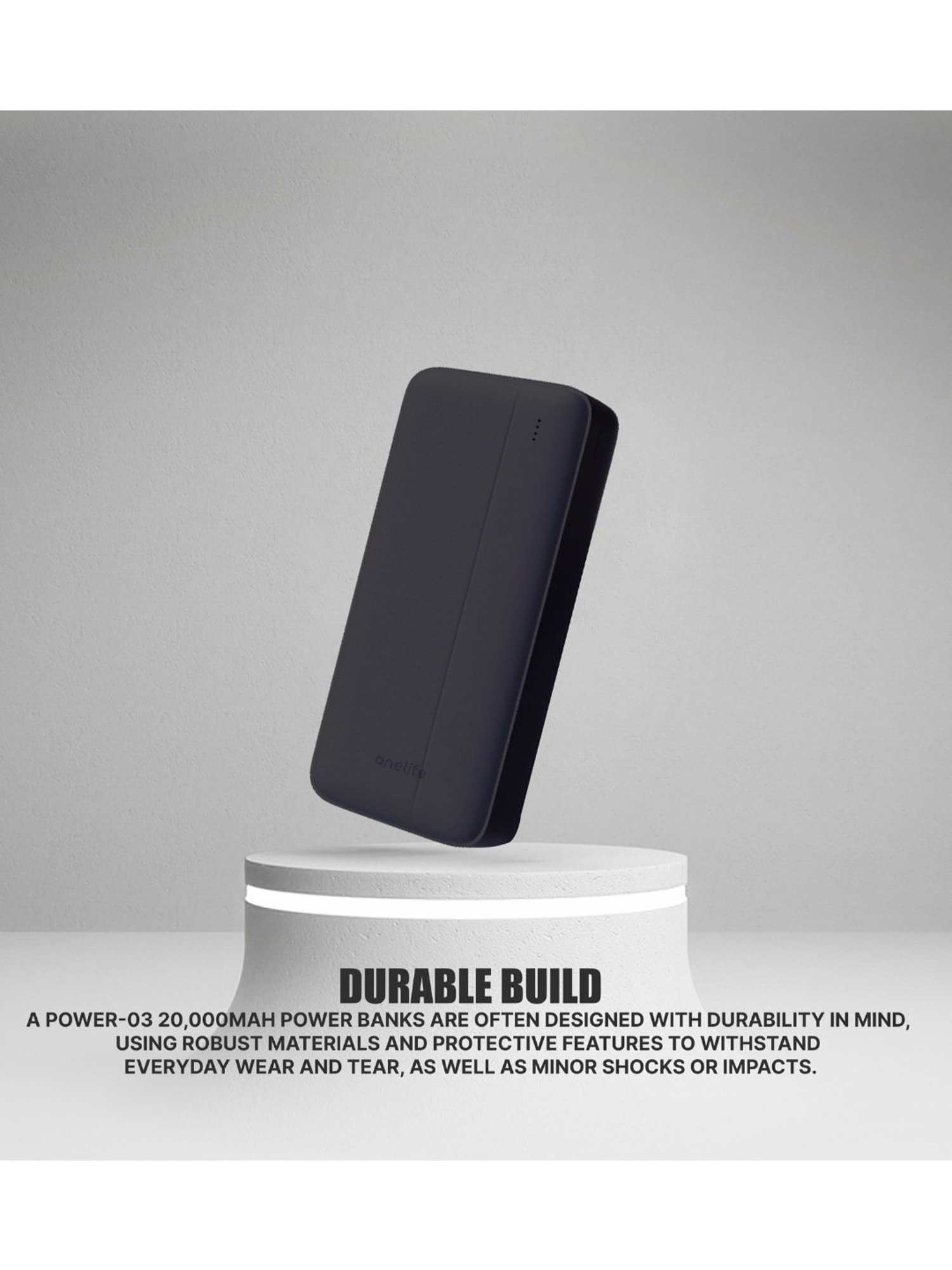 Onelife Power 03, 20000mAh 12W Lithium-Polymer Power Bank with Dual Input, Dual Output (Black)