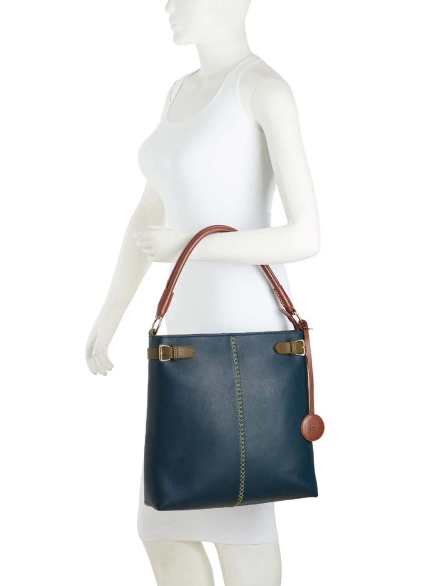 Tohl Teal Green Embroidered Medium Shoulder Handbag