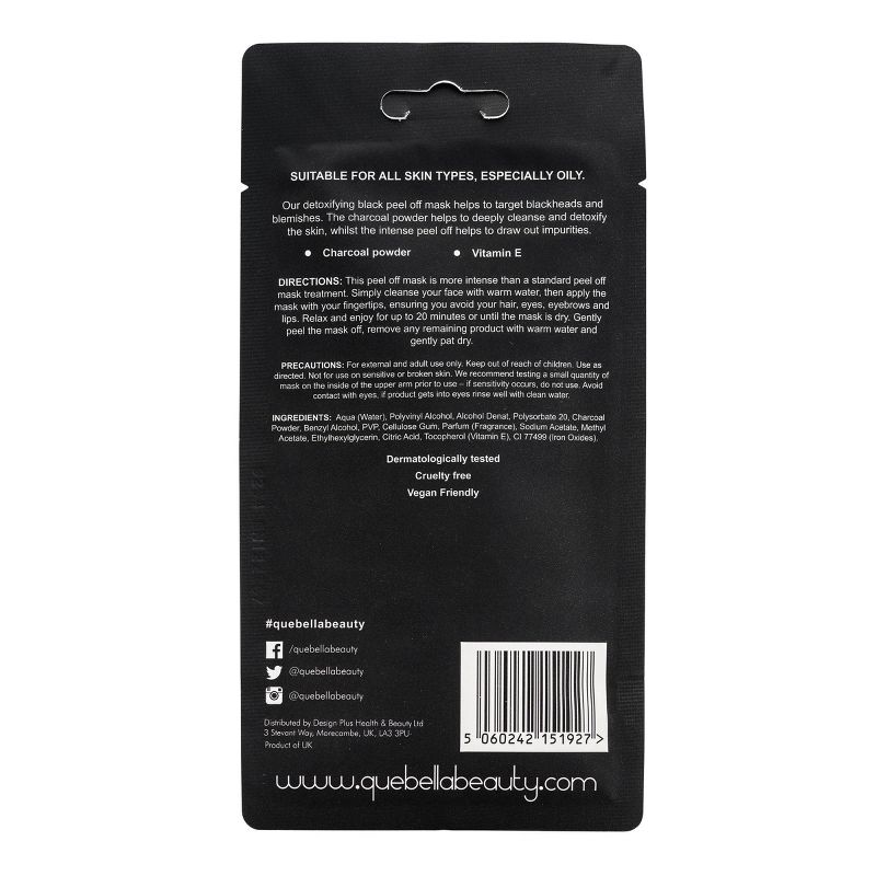 Que Bella Professional Detoxifying Black Peel Off Face Mask - 0.5oz