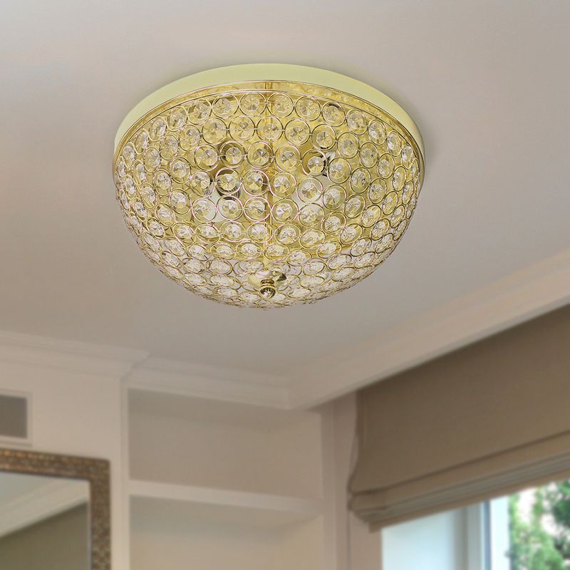 (2pk) 13" Elipse Crystal Flush Mount Ceiling Light Gold - Elegant Designs