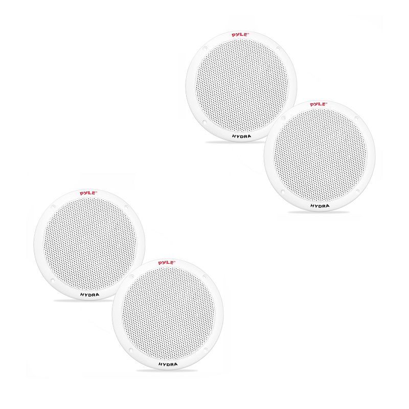 Pyle PLMR605W Outdoor 6.50 Inch Waterproof 2 Way Full Range Audio Stereo Marine Speaker System Pair with 400 Watt Power, White (2 Pack)