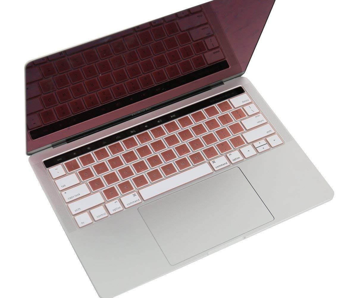 Rose Gold Keyboard Cover Protector for MacBook Pro 13/15 inch with Touch Bar(A1706/A1707/A1989/A1990,2016/2017/2018 Released)-US Layout