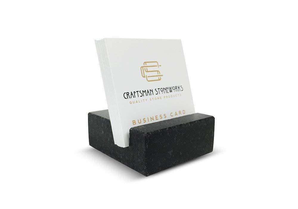 Square Business Card Holder Black Absolute Granite