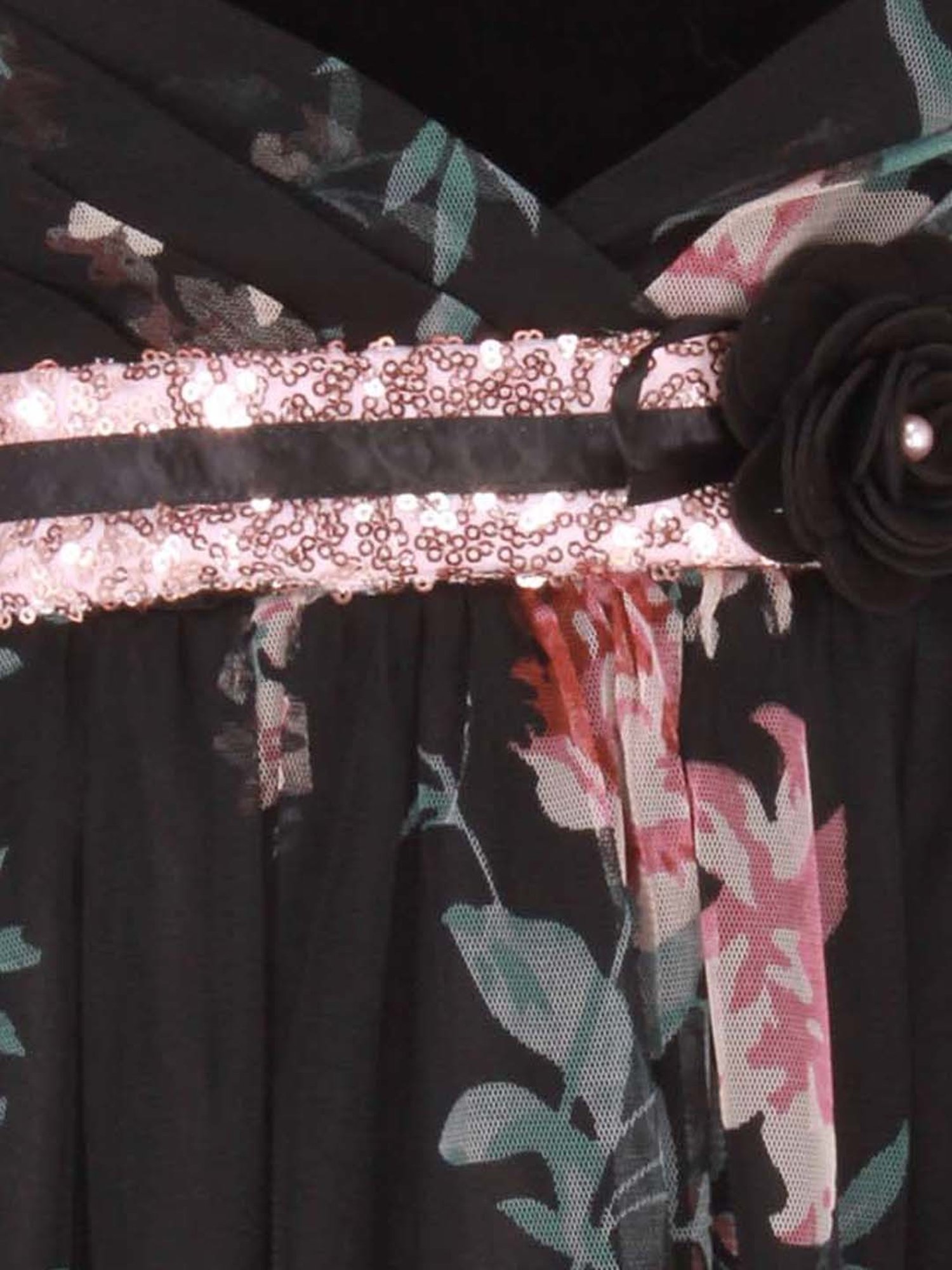 Cutecumber Kids Black Floral Print Full Sleeves Dress