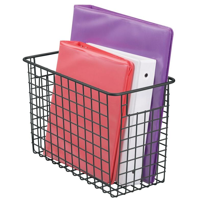 mDesign Metal Storage Basket Bin with Handles for Home Office - 6 Pack -Black