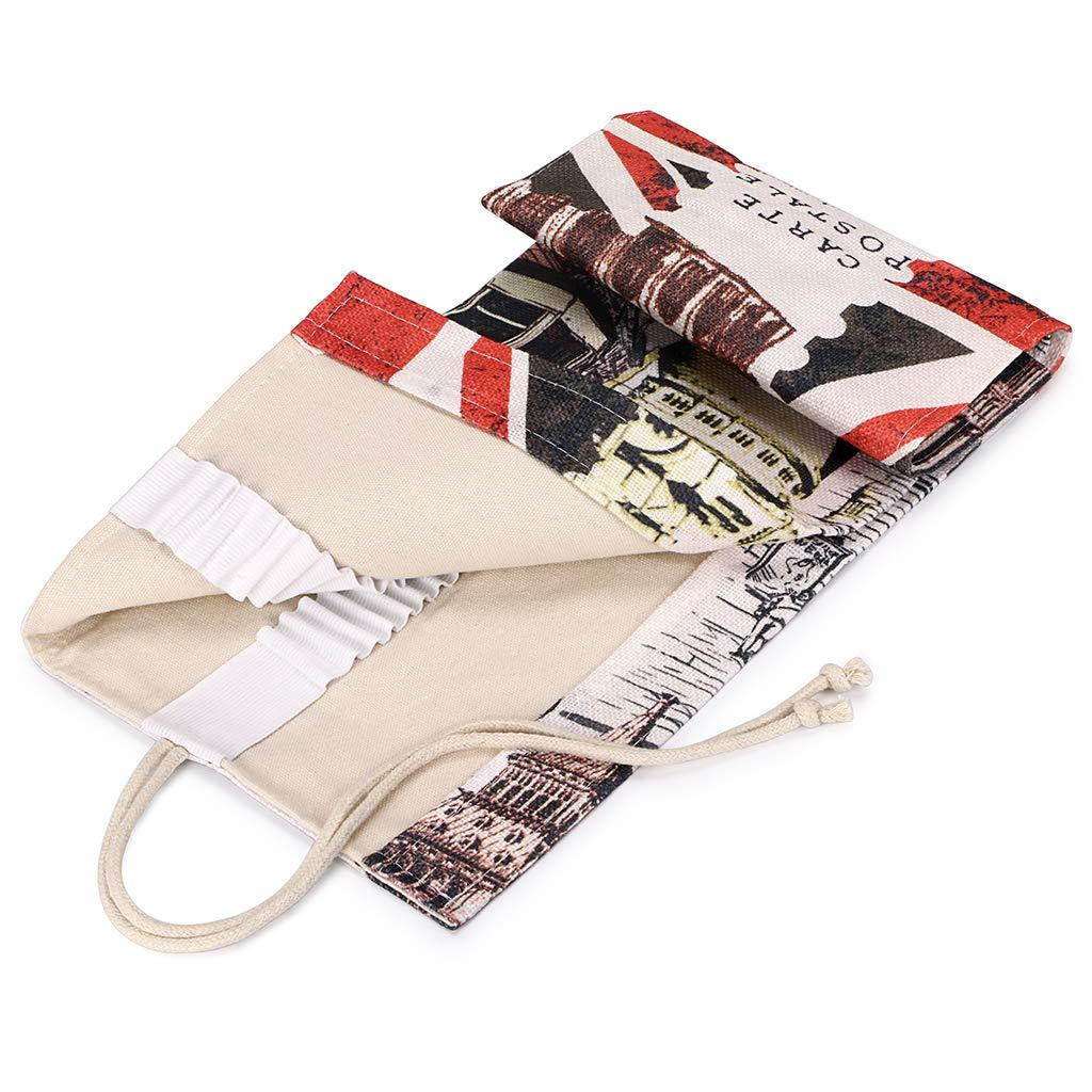 BTSKY Canvas 108 Slot Pencil Roll Wrap-Pencil Pouches Holder Fit for Prismacolor Premier Colored Pencils (108 Slot Building)