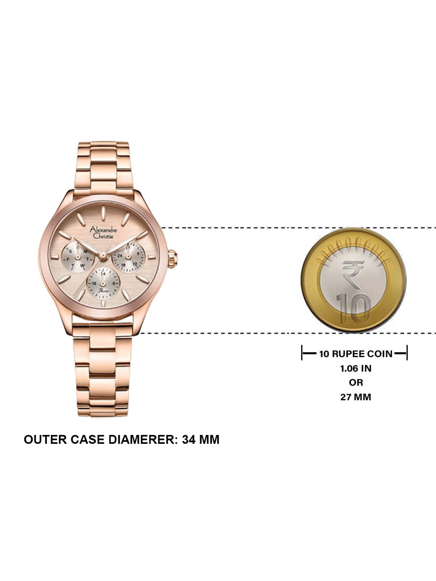 ALEXANDRE CHRISTIE 2A93BFBRGPNRG Dawn Collection Multifunction Watch for Women