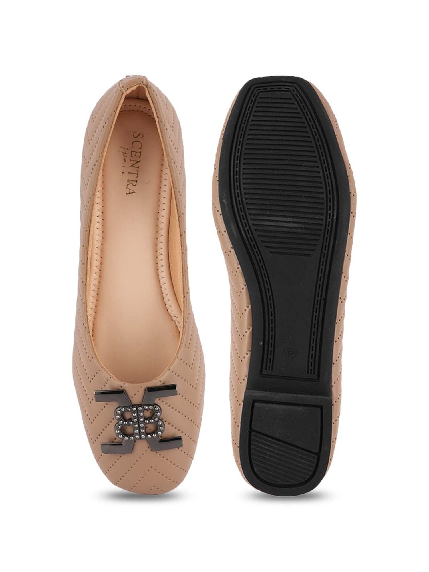 Scentra Women's Beige Flat Ballets