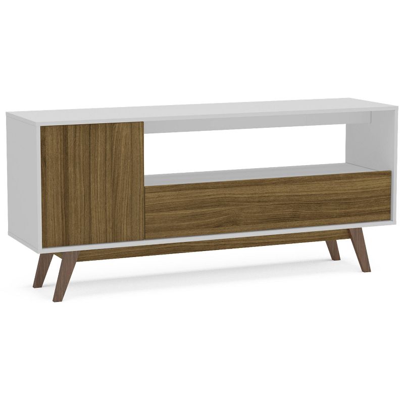 60" Hampton TV Stand White/Walnut - Chique