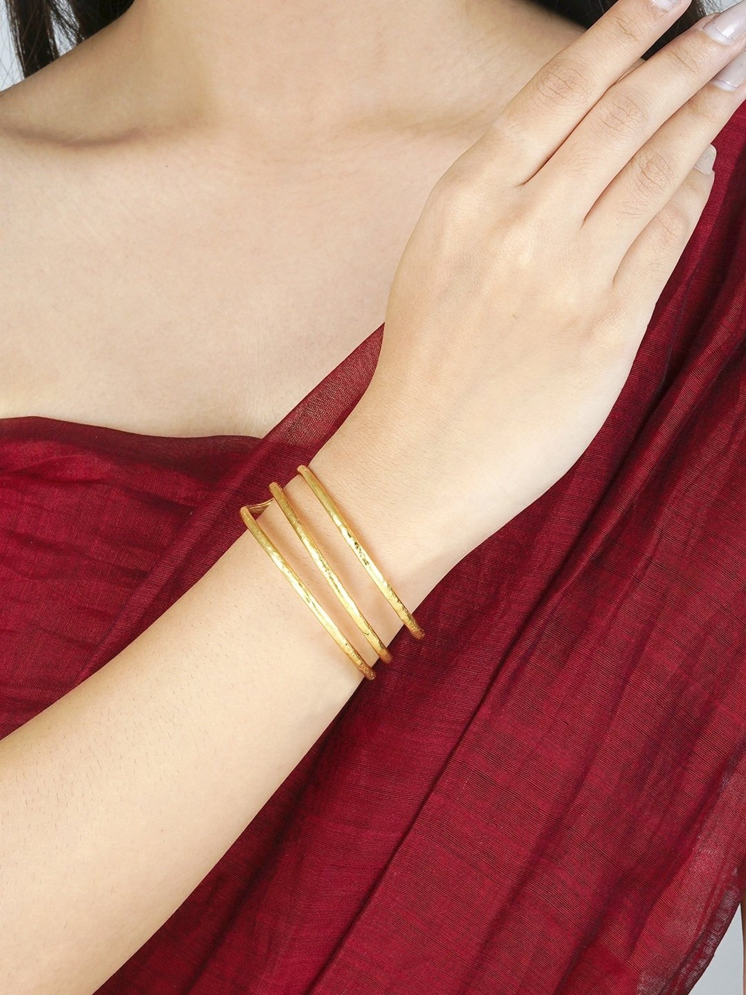 Teejh Navanya Golden Cuffs Bracelet for Women