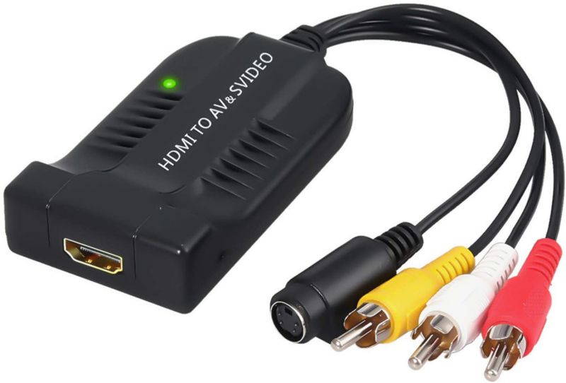 MagiDeal AV CVBS to HDMI Converter Male Composite Female RCA S-Video to HDMI Adapter Support 1080P for TV VHS VCR DVD