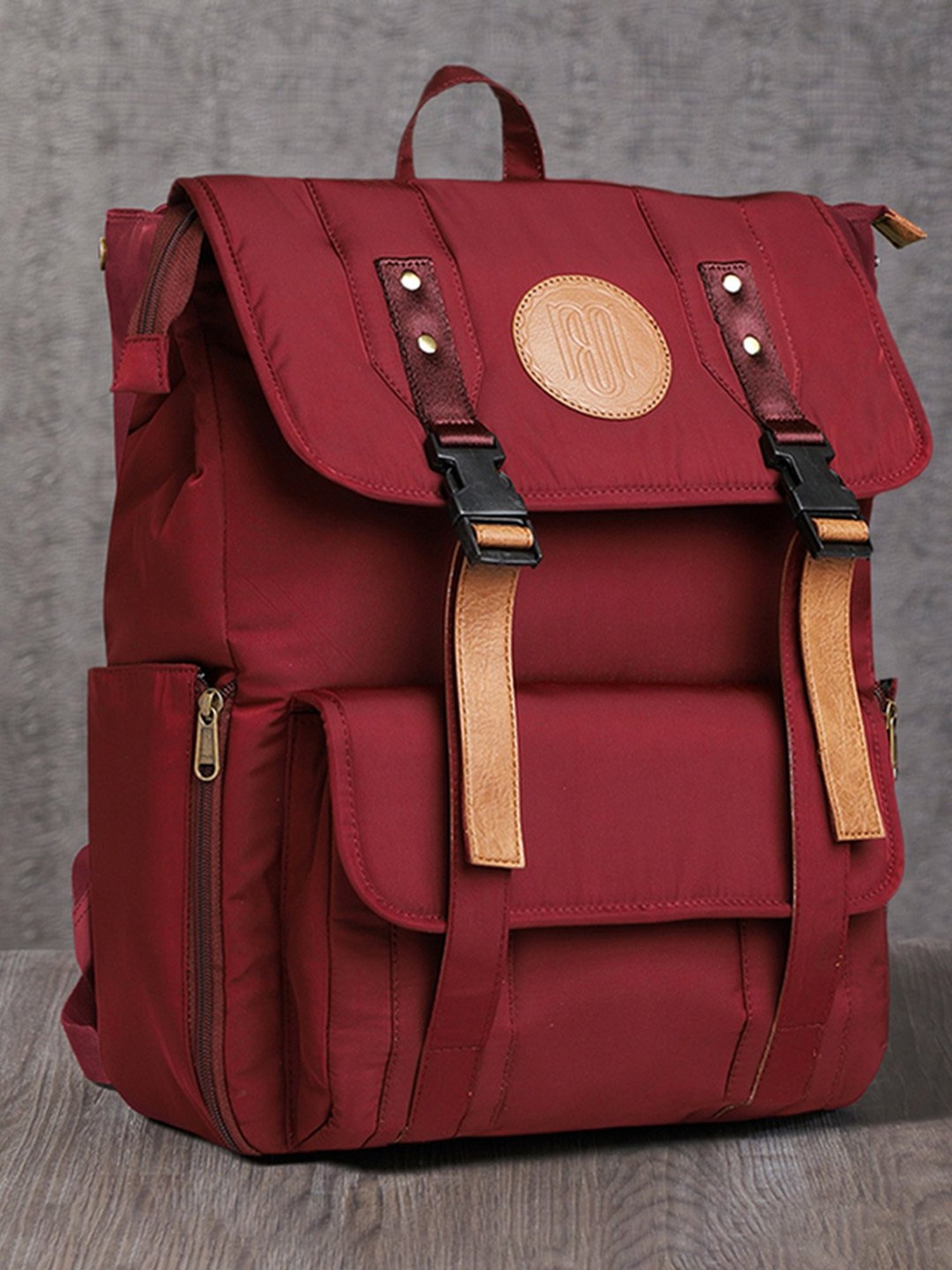 Mona B Maroon Large Laptop Backpack