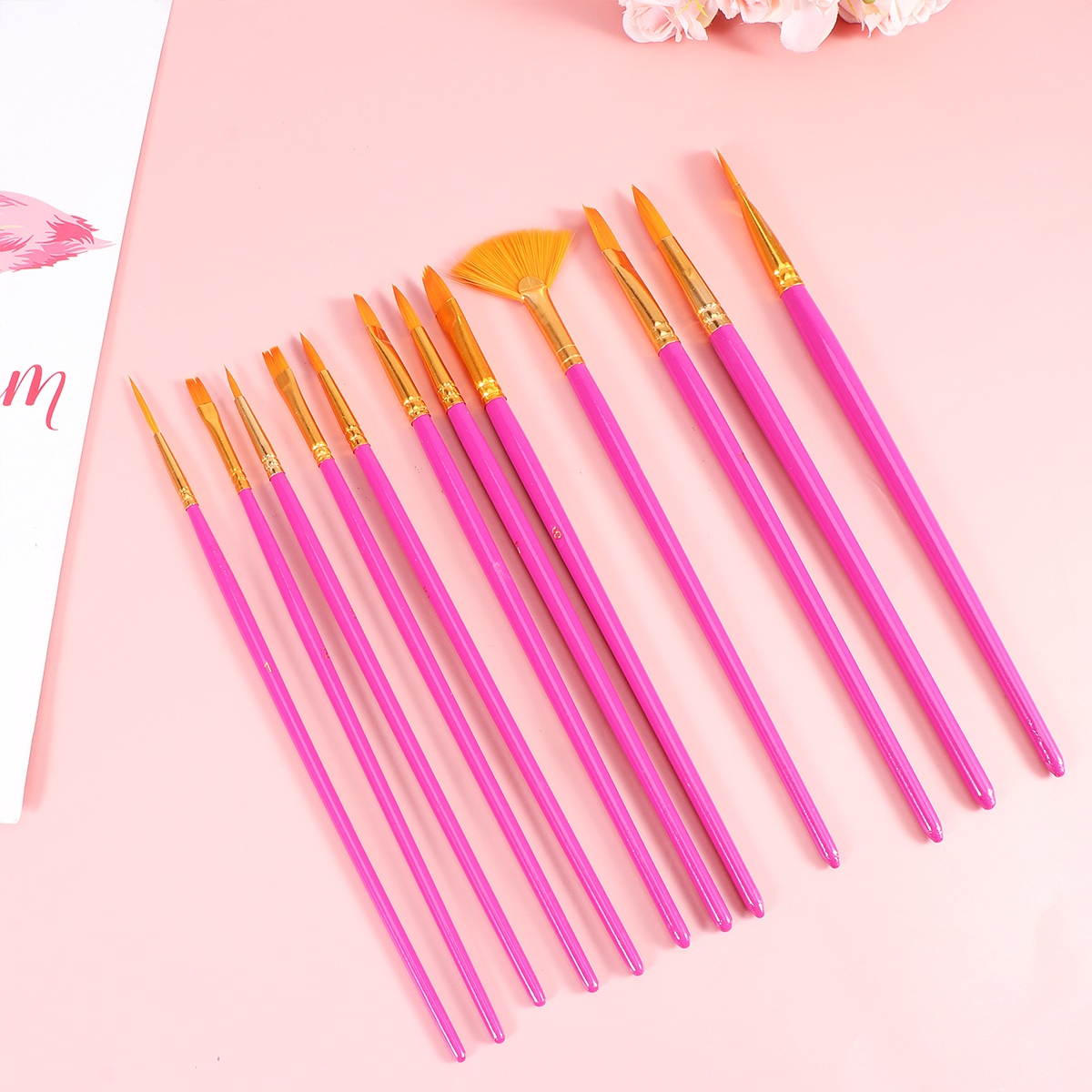 12pcs Professional Paint Brushes Set Watercolor Painting Brush Different Shapes Drawing Brushes Painting Kit for Students Artists (Black)