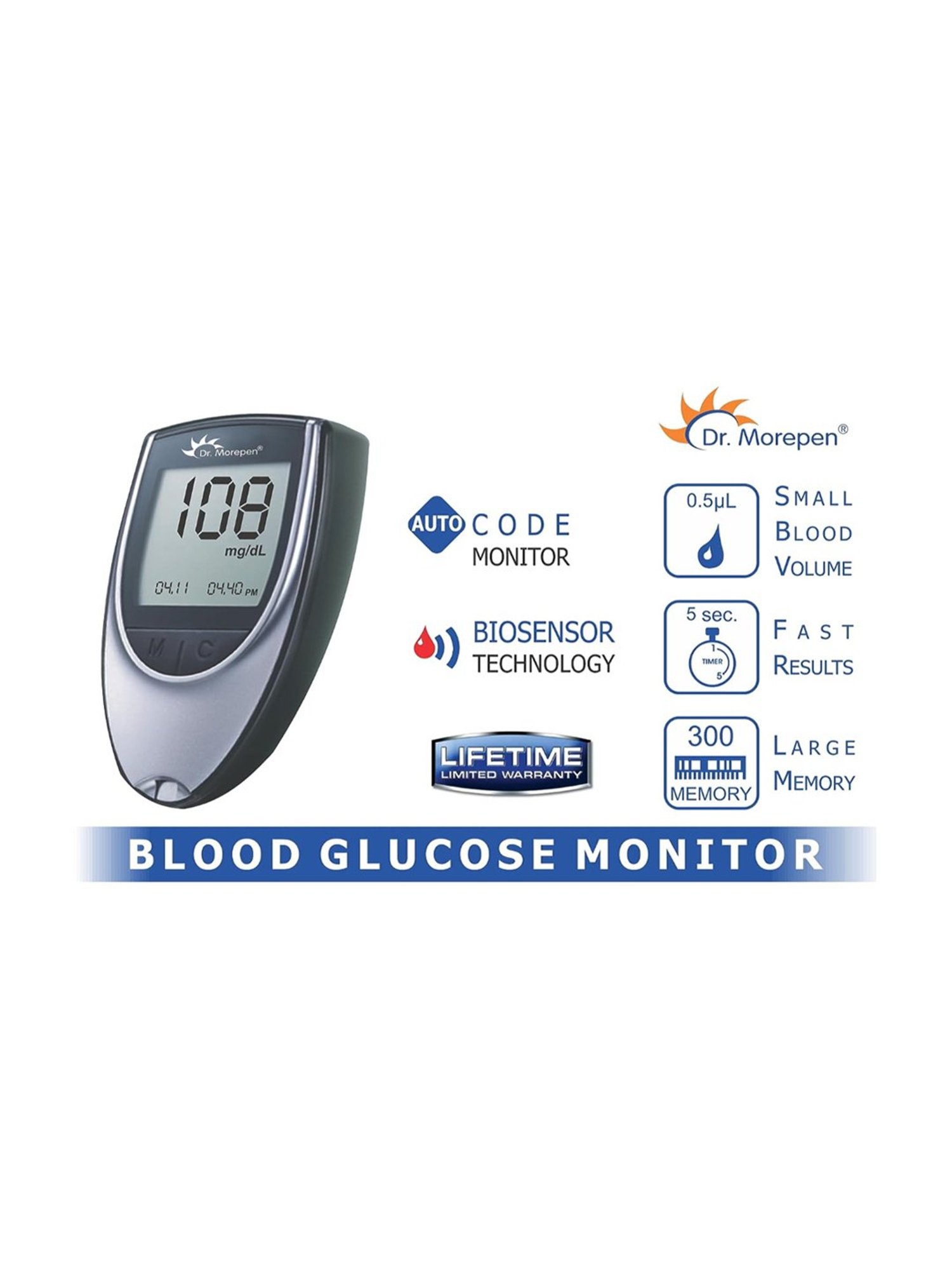 Dr. Morepen BG-03 Blood Glucose Test Strips - Pack of 25