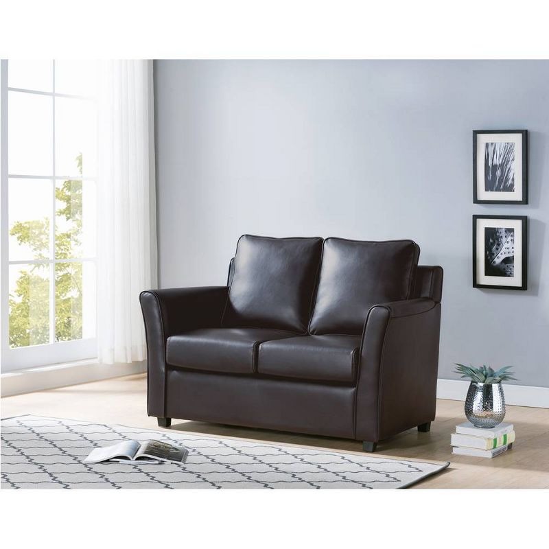 Druld Tufted Loveseat Tufted Leather Brown - Inspire Q