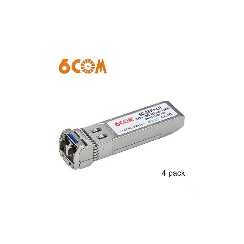 4Pack 10GBaseLR SFP+ Transceiver 10G Duplex LC SingleMode Module for Cisco SFP10GLR Meraki MASFP10GBLR Ubiquiti UFSM10G Mikrotik DLink Supermicro Netgear DDM 1310nm 10km