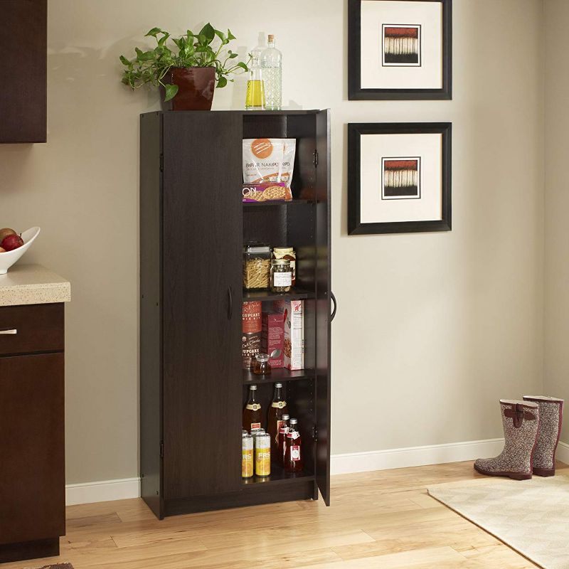 ClosetMaid 1556 Sturdy Wooden Pantry Cabinet with Fixed and Adjustable Shelves for Added Storage, Espresso