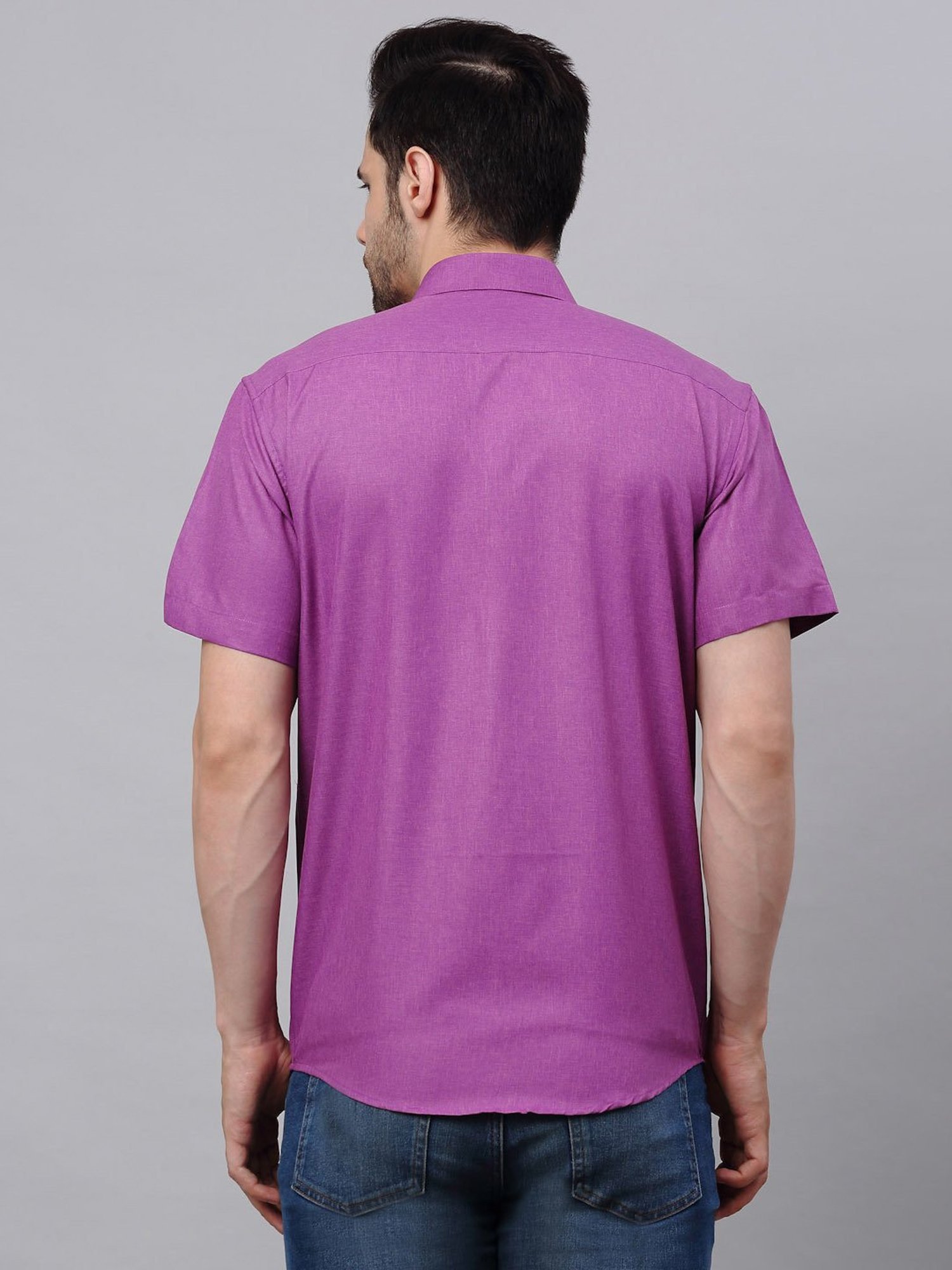 Jainish Purple Cotton Regular Fit Shirt