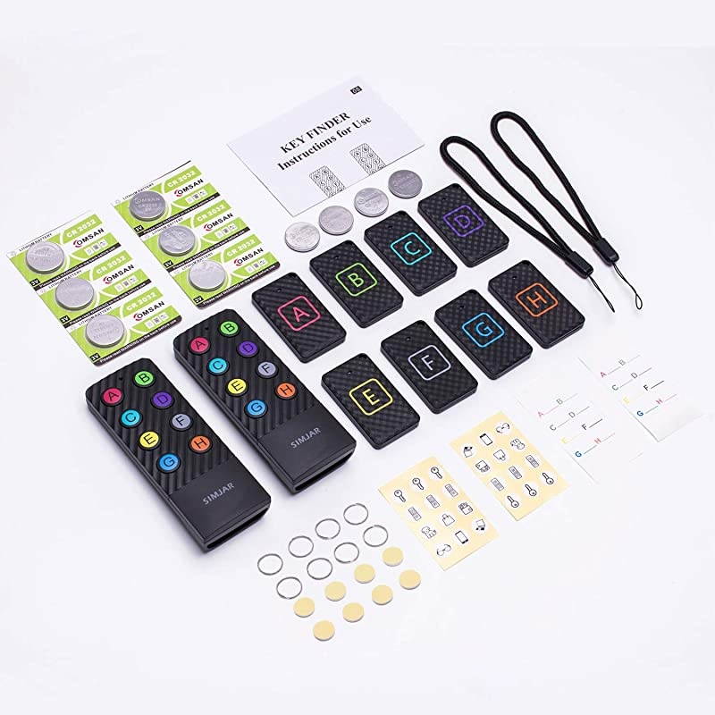 Upgraded Key Finder with Extra Backup RF Transmitter and Lanyards,  Wireless RF Item Locator Tracker Support Remote Control with Loud Beep - Pet/Wallet/Phone/Glasses Tracker