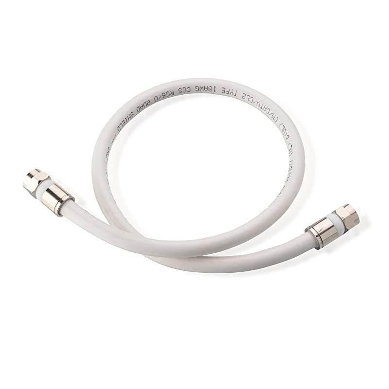 3Pack CL2 inWall Rated cm Quad Shielded Coaxial RG6 Coax in White 15 Feet