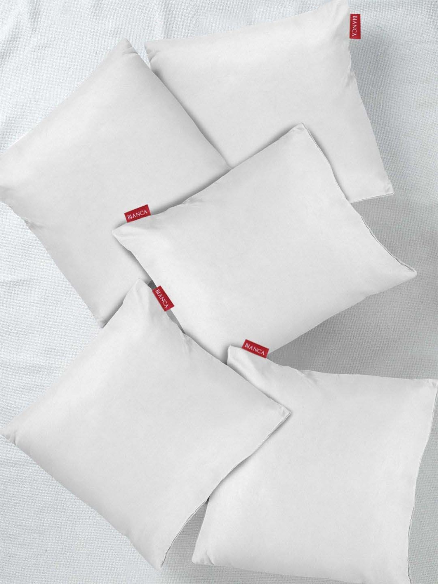 BIANCA Fluffy Micro-Fiber Cushion Insert-Filler -5pc 12 X 12 (allergy guard) solid-white