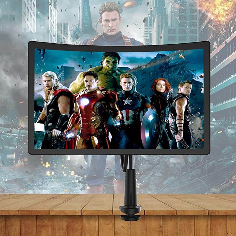 Phone Holder with 12 3D Curve Phone Screen MagnifierHD Screen Magnifier with Adjustable Clamp Lazy Phone Stand Phone Screen Amplifier Enlarger Compatible with for Smartphone Phone Black