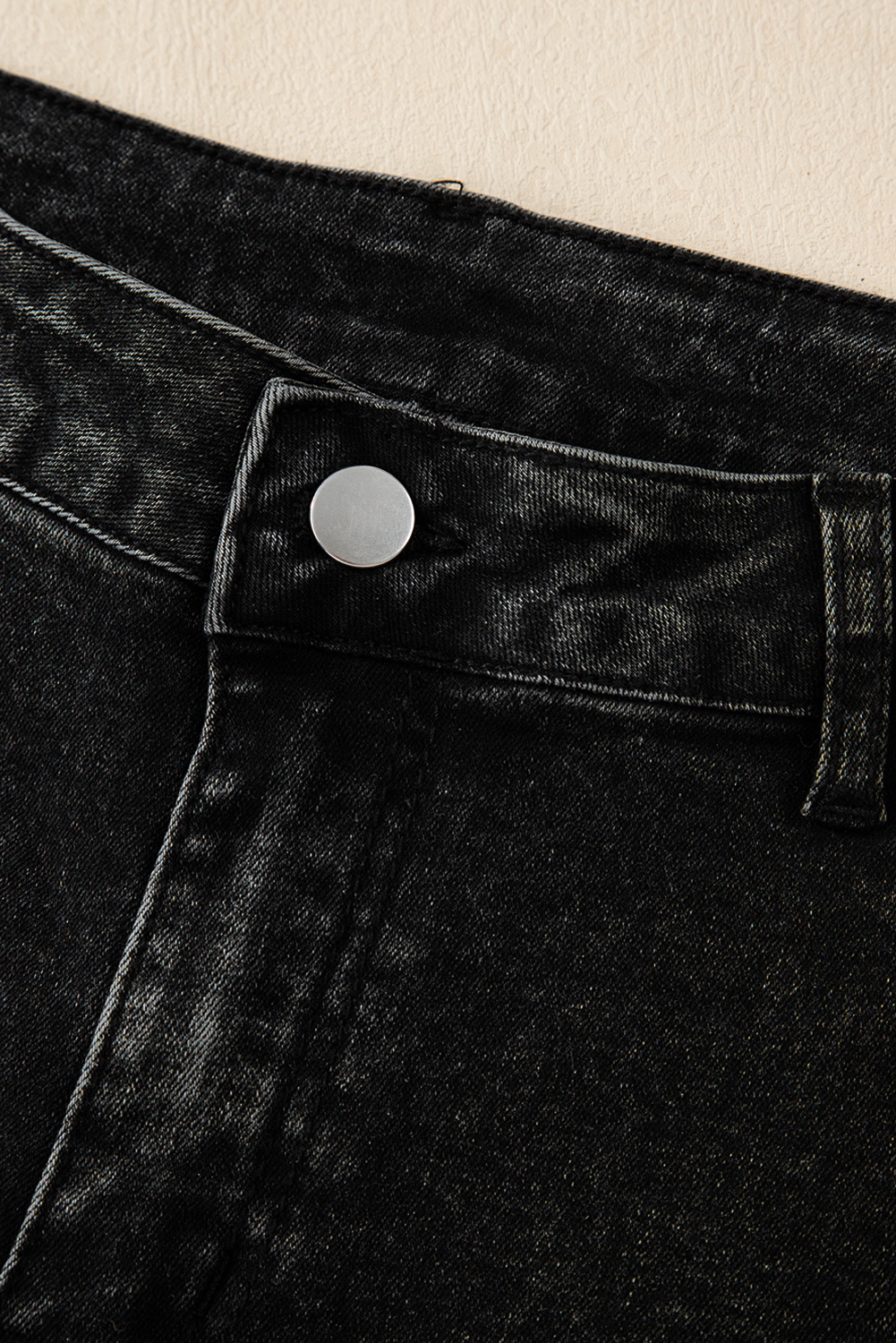 Dark Grey Pleated Wide Leg Mineral Wash Jeans