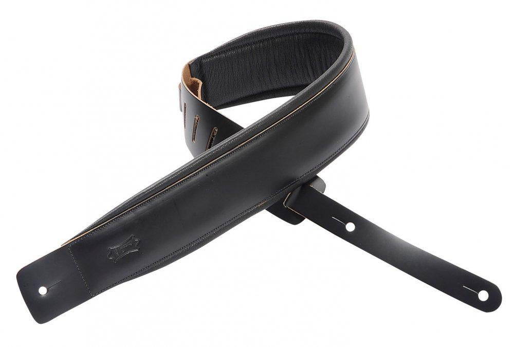 Levy's 2.5" Foam Padded Leather Guitar Strap, Black