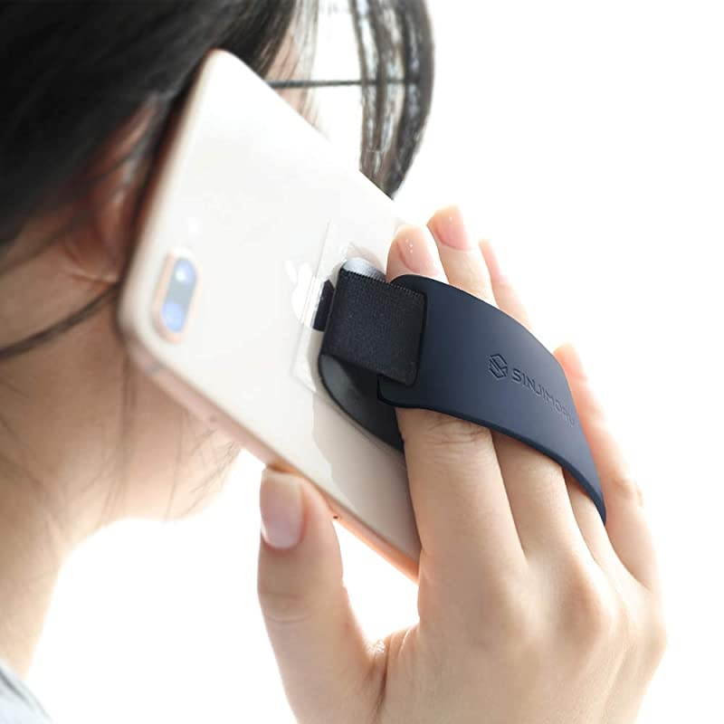 Silicone Mobile Phone Grip with Stand, Cell Phone Stand for Desk & Secure iPhone Holder Strap for All Smartphone. Sinji Grip Silicone Midnight Blue